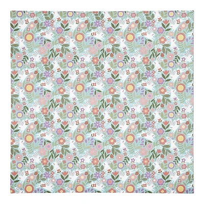Pastel Bunny Floral Pattern 10" x 10" Cotton Twill Napkin