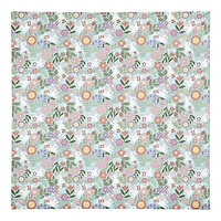 Pastel Bunny Floral Pattern 10" x 10" Cotton Twill Napkin