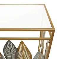 Gold Metal Contemporary Console Table, 30" x 44" x 16"