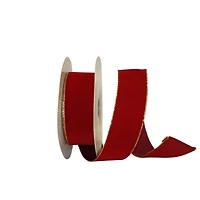 JAM Paper 2.5" x 50yd. Scarlet & Gold Wired Velvet Ribbon