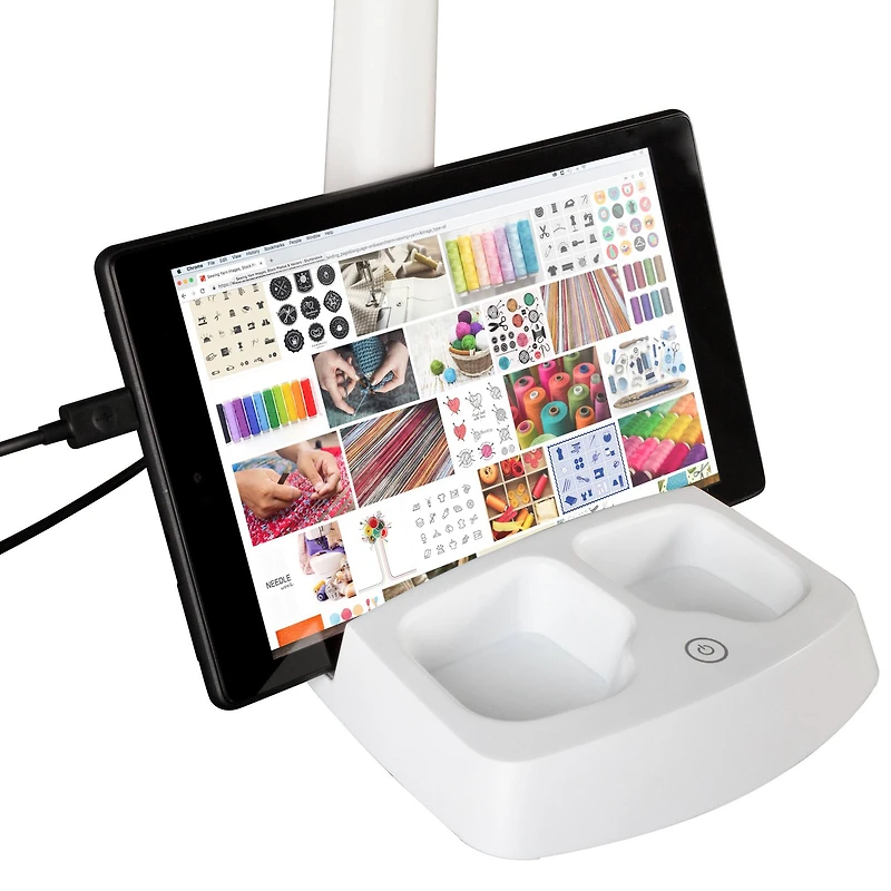 OttLite Wellness Series 26.25" White LED Desk Lamp with Charging Station