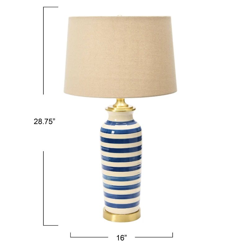 Hello Honey® 2ft. Striped Ceramic & Metal Desk Lamp