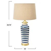 Hello Honey® 2ft. Striped Ceramic & Metal Desk Lamp