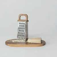 Hello Honey® Steel Grater & Mango Wood Cheese Board Set