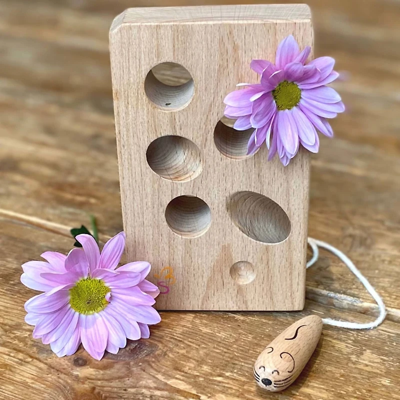 Extasticks Cheesalino Cheese & Mouse Wooden Lacing Toy