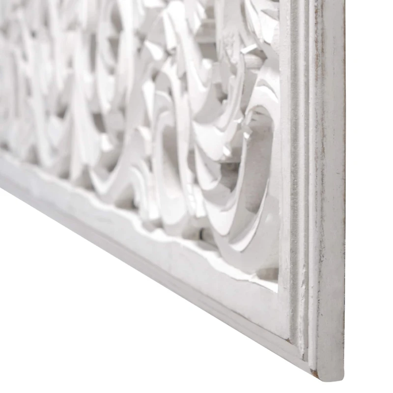 American Art Décor™ 36" Distressed Reflective White Wood Wall Accent Medallion Panel