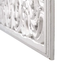 American Art Décor™ 36" Distressed Reflective White Wood Wall Accent Medallion Panel