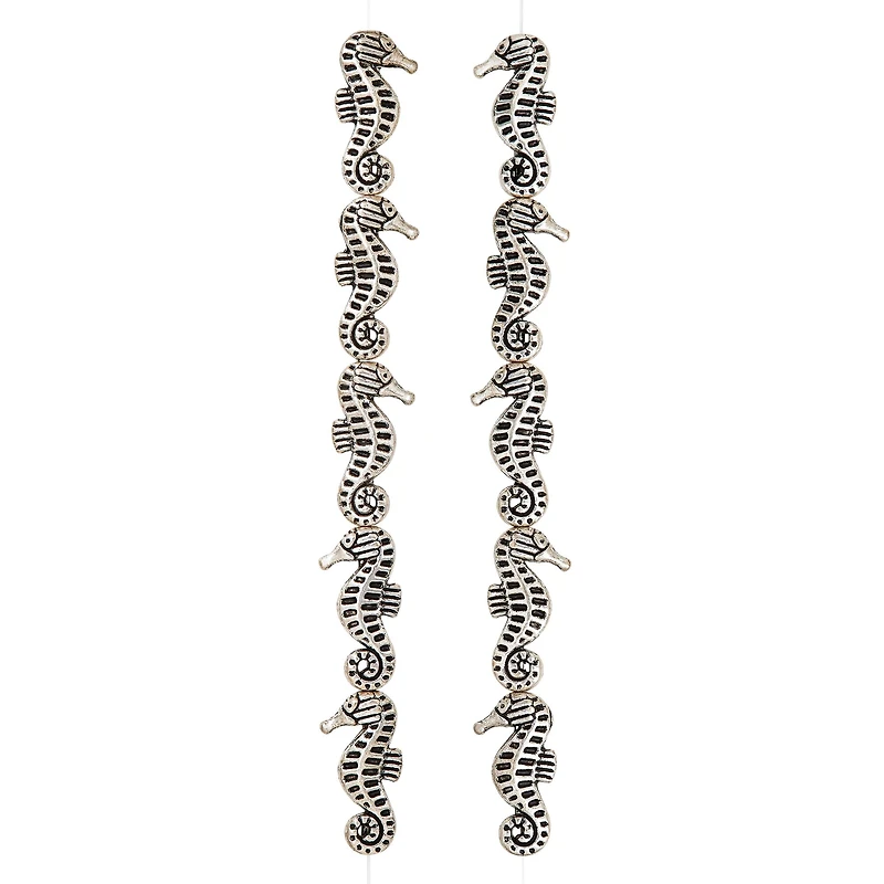 Antique Silver Seahorse Metal Beads, 21mm by Bead Landing™
