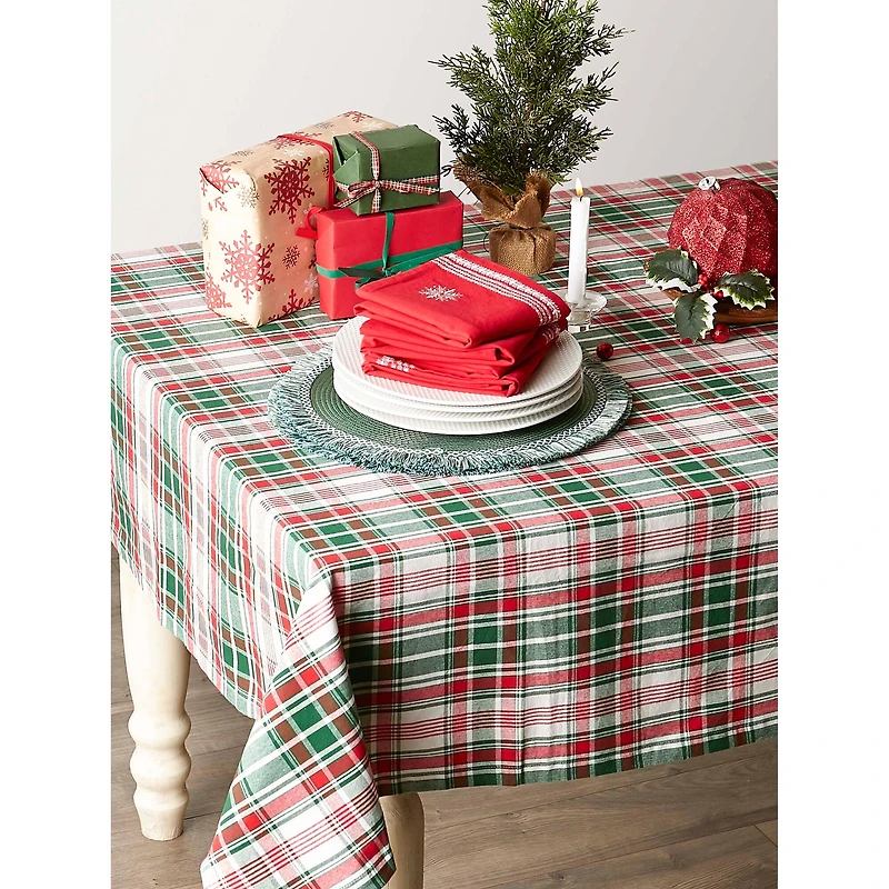 DII® Yuletide Plaid Tablecloth