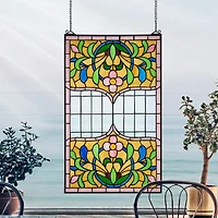 Design Toscano 25" Eaton Place Tiffany-Style Stained Glass Window Hanging Décor