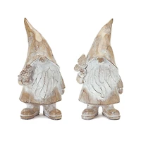 8" Carved Spring Gnome Figurine Set