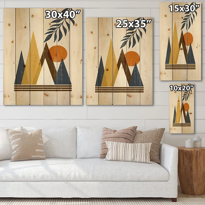 Designart - Abstract Sun and Moon In Mountains I