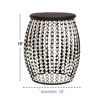 Black Iron and Wood Glam Accent Table, 19" x 16" x 16"