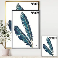 Designart - Gold Indigo Feathers III