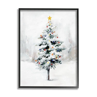 Stupell Industries Snowy Christmas Tree Landscape Framed Giclee Art