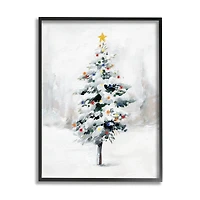 Stupell Industries Snowy Christmas Tree Landscape Framed Giclee Art