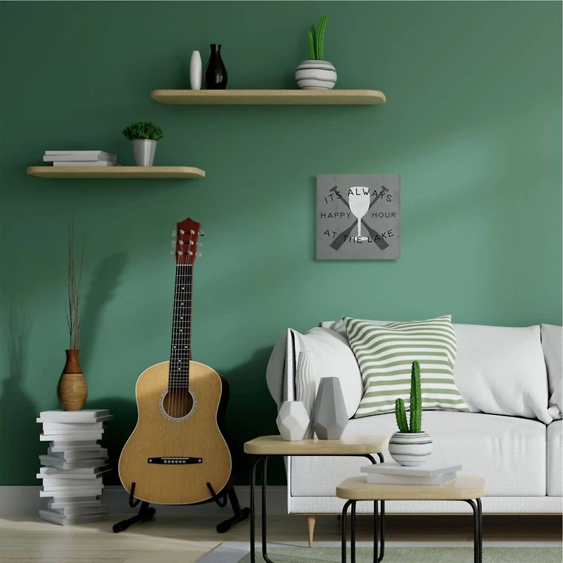 Stupell Industries Gray Always Happy Hour At the Lake Quote Wall Art