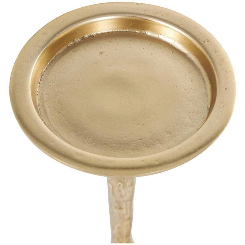 Gold Aluminum Stick Inspired Floor Candle Holder Set