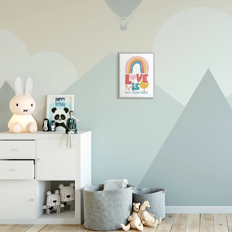 Stupell Industries Whimsical Kid's Rainbow Love Is All You Need Wall Art