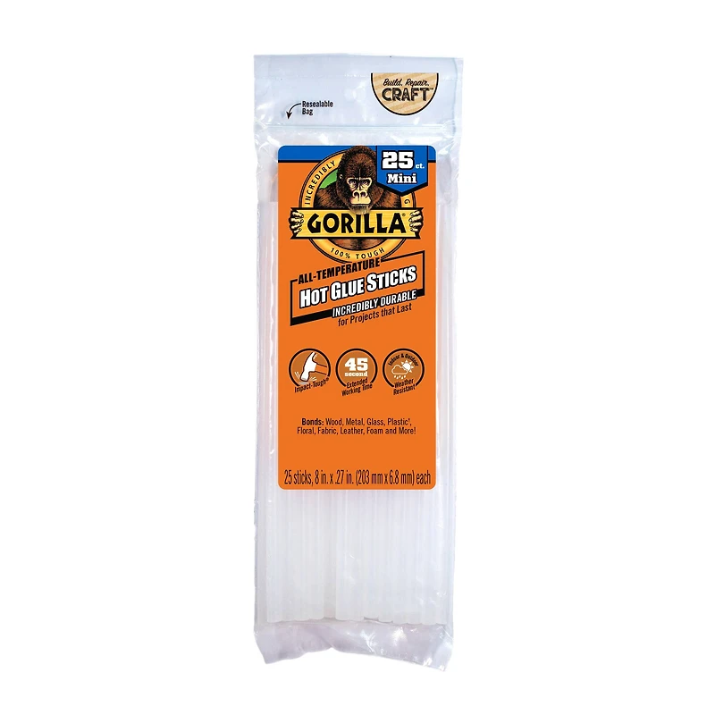 Gorilla® 8" All-Temperature Hot Glue Sticks, 25ct.