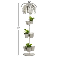 55" Gray Metal Contemporary Palm Tree Planter