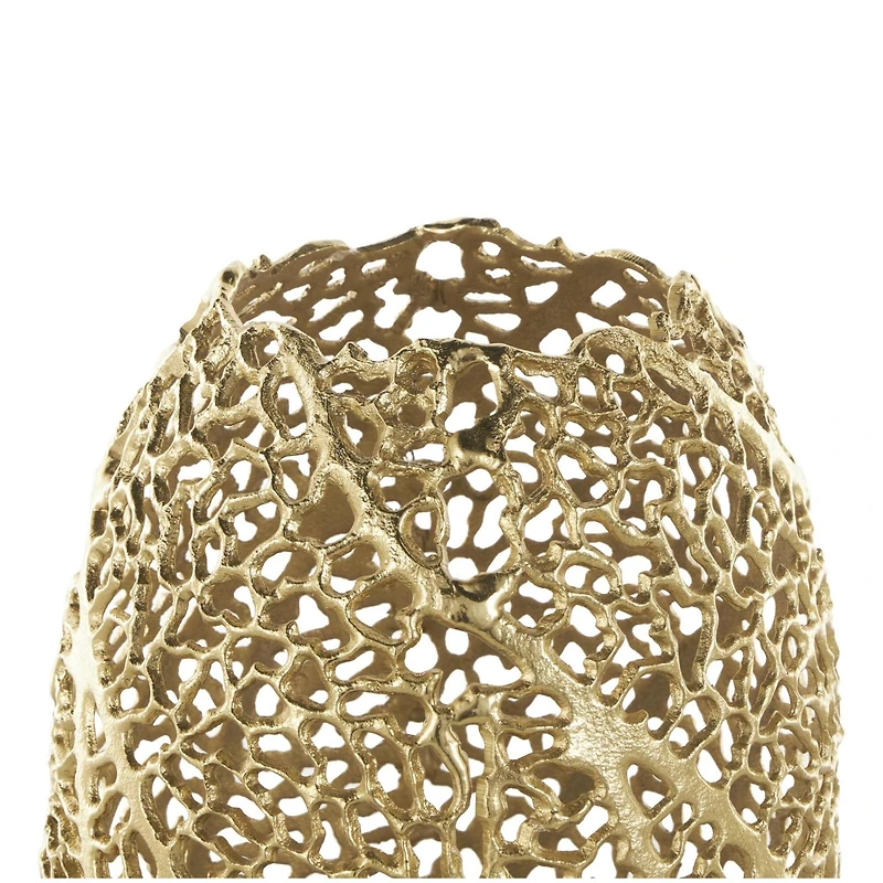 14.5" Gold Aluminum Abstract Metallic Coral Inspired Vase