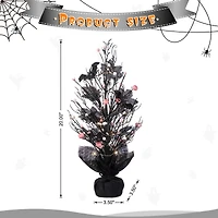 Glitzhome® 20"H Lighted Black and Pink Halloween Berries Table Tree