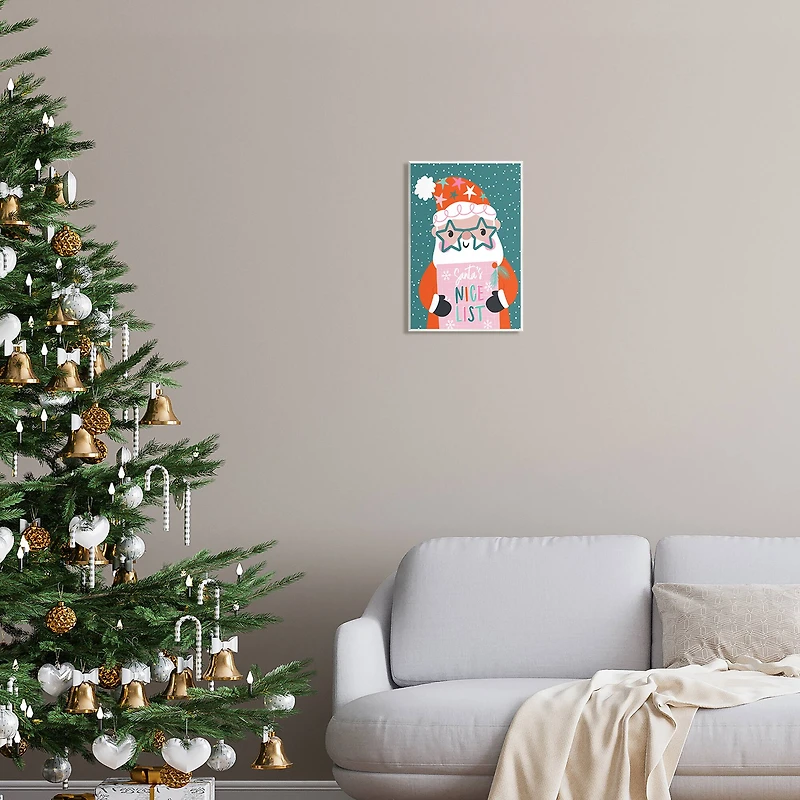 Stupell Industries Santa's Nice List Falling Snow Wall Plaque Art