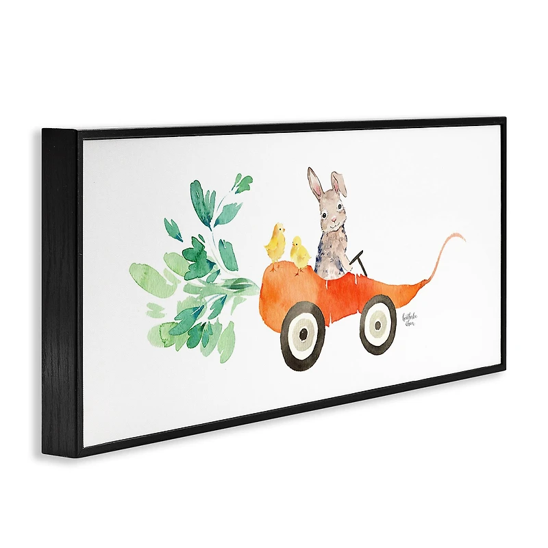 Stupell Industries Spring Rabbit Chicks Riding Seasonal Carrot Wagon Framed Giclee Art