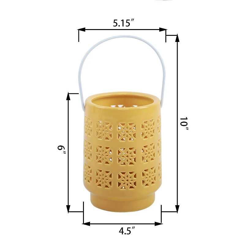 Flora Bunda® 6.25" LED Pieced Star Ceramic Lantern