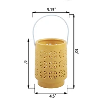 Flora Bunda® 6.25" LED Pieced Star Ceramic Lantern