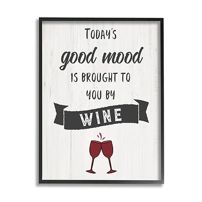 Stupell Industries Good Mood By Wine Funny Phrase Alcohol Humor Framed Wall Art