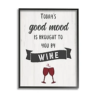 Stupell Industries Good Mood By Wine Funny Phrase Alcohol Humor Framed Wall Art