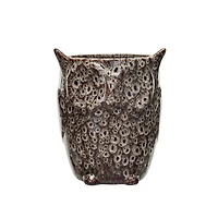 Hello Honey® 7" Brown Reactive Glaze Decorative Stoneware Owl Shaped Planter
