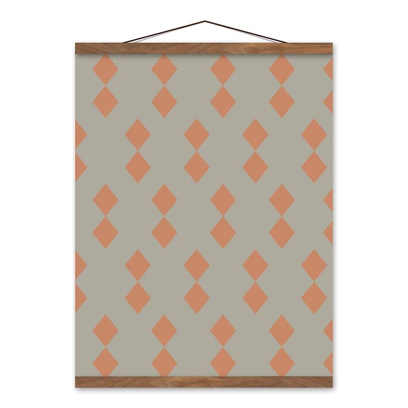 Diamond Cutout 16" x 20" Teak Hanging Canvas
