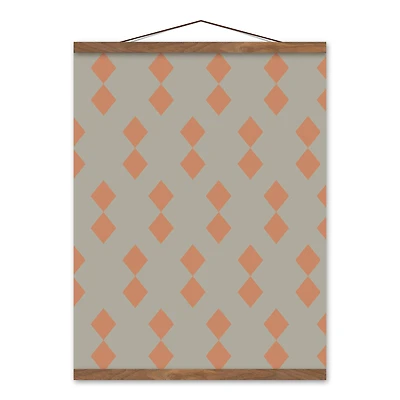 Diamond Cutout 16" x 20" Teak Hanging Canvas