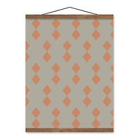 Diamond Cutout 16" x 20" Teak Hanging Canvas