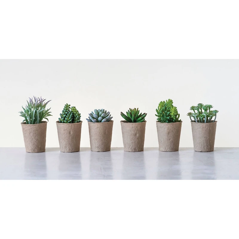 Hello Honey® Faux Succulent In Paper Pot Set, 6ct.