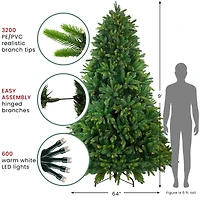 9ft. Pre-Lit Real Touch™ Full Gunnison Pine Artificial Christmas Tree, Warm White LED Lights