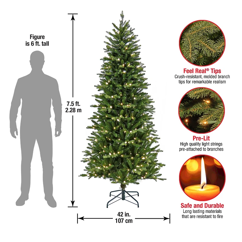 7.5ft. Pre-Lit Wallace Pine Artificial Christmas Tree, Warm White LED Lights