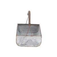 Gray Metal Farmhouse Handle Planter Set