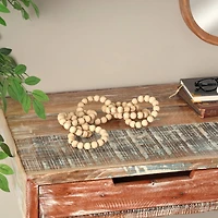 20" Light Brown Wood Chain Beaded 9 Link Sculpture