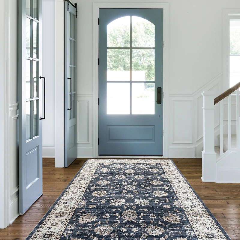 Glitzhome® Blue & Ivory Oriental Area Rug