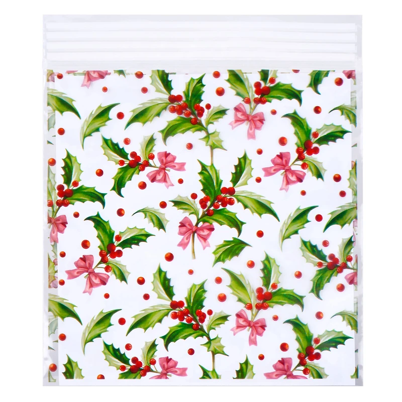 Christmas Holly Zipper Treat Bags, 24ct. by Makery™