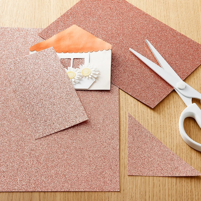 12 Packs: 24 ct. (288 total) Rose Gold Glitter 8.5" x 11" Cardstock Paper by Recollections™