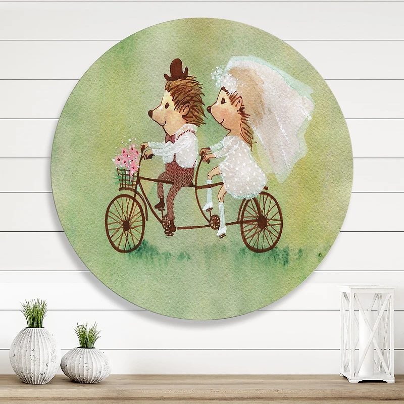 Designart - Couple of Hedgehogs Riding A Bike