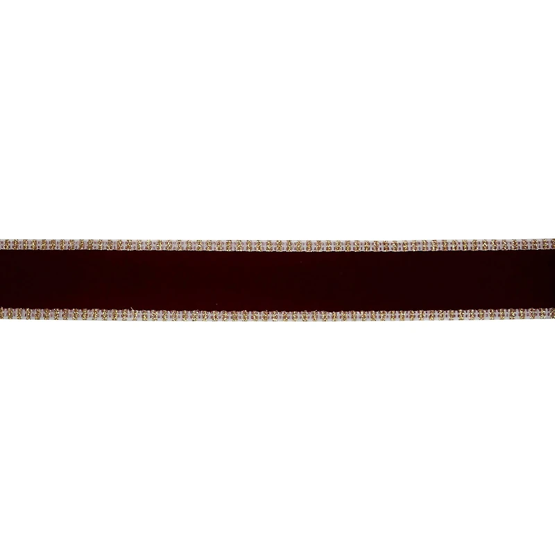1.5" x 25ft. Burgundy with Gold Edges Wired Ribbon by Celebrate It®