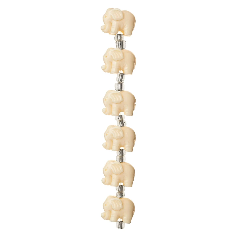 White Reconstituted Stone Elephant Beads, 15mm by Bead Landing™