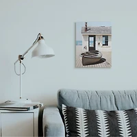Stupell Industries Boat On Boardwalk Tranquil Coastal Boathouse Canvas Wall Art
