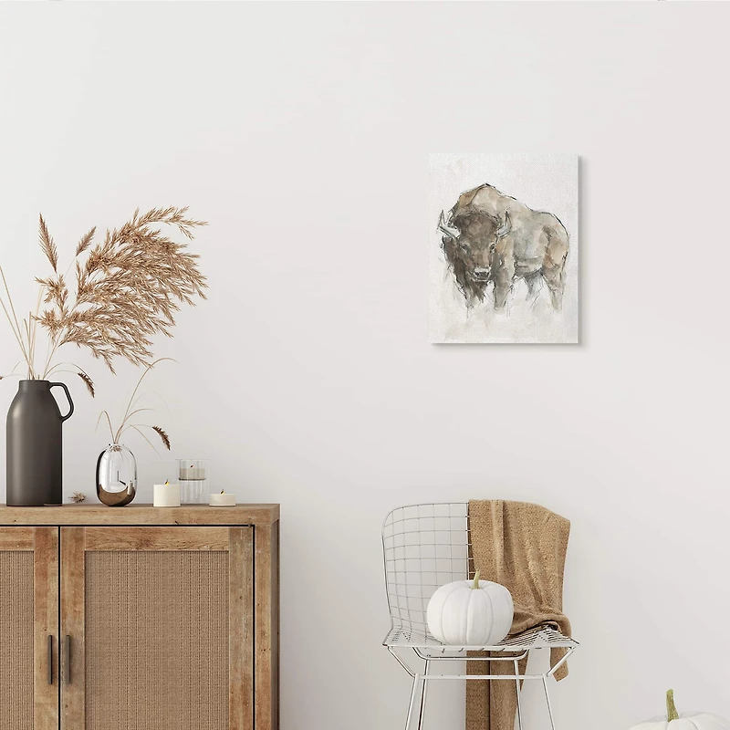 Stupell Industries Western American Buffalo Brown Country Animal Canvas Wall Art
